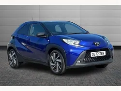 Juniper blue with black Used 2022 Toyota Aygo Hatchback | £12,795 (Fair price)