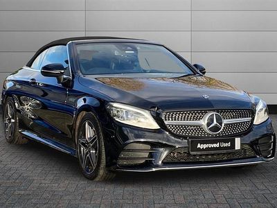 Obsidian black Used 2021 Mercedes C200 AMG line Cabriolet | £20,795 (Fair price)