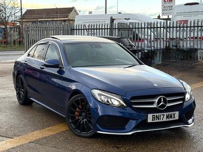 Begagnad Mercedes C220 AMG Line Premium Plus 2017 Blå Sedan
