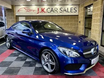 Used Mercedes C220 AMG line 170 HP (125 kW) 2018 Blue Coupe
