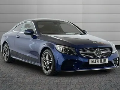 Used Mercedes C300 AMG line 268 HP (197 kW) 2021 Brilliant blue Coupe