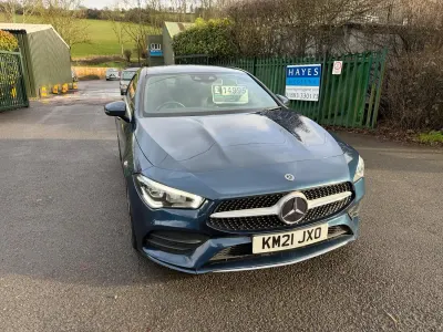 Used Mercedes CLA200 AMG Line Premium 163 HP (119 kW) 2021 Blue Coupe