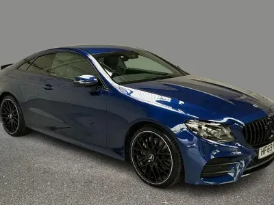 Used Mercedes E350 AMG line 299 HP (219 kW) 2019 Blue Coupe
