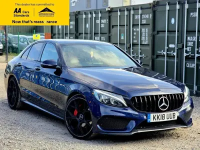 Begagnad Mercedes C220 AMG line 170 HK (125 kW) 2018 Blå Sedan