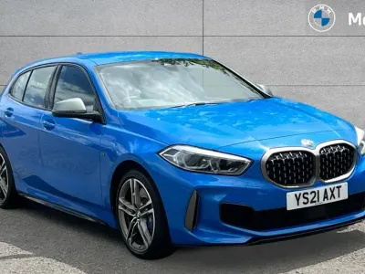 Used BMW M135 Comfort Edition 306 HP (225 kW) 2021 Misano blue metallic Hatchback