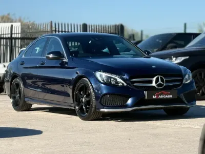 Used Mercedes C220 AMG line 170 HP (125 kW) 2016 Blue Sedan