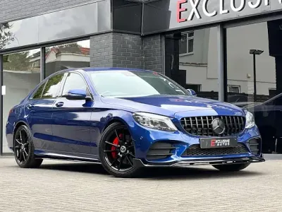 Used Mercedes C300 AMG line 245 HP (180 kW) 2019 Blue Sedan