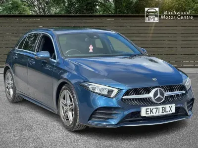 Used Mercedes A180 AMG line 136 HP (100 kW) 2021 Blue Hatchback