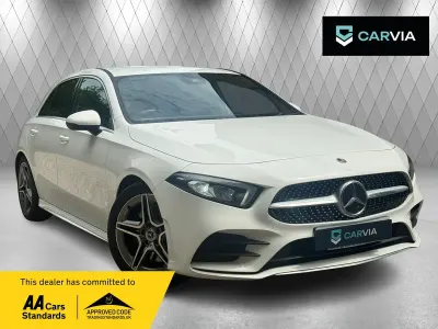 Used Mercedes A250 AMG line 224 HP (164 kW) 2018 White Hatchback