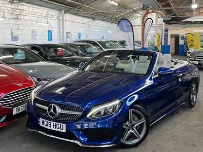 Used Mercedes C220 AMG line 170 HP (125 kW) 2018 Blue Cabriolet
