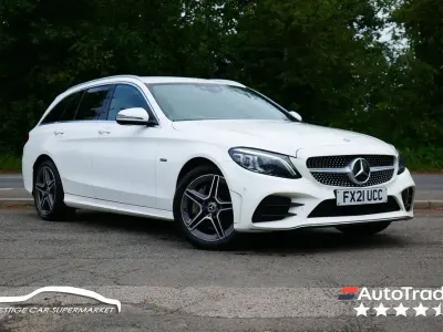 Used Mercedes C300e AMG line 2021 White Estate