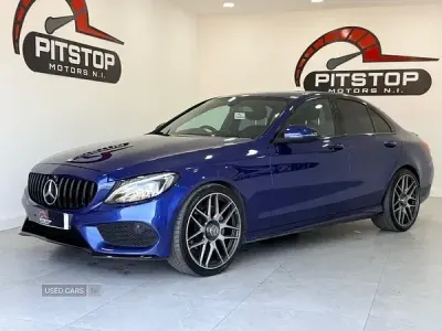 Used Mercedes C220 AMG line 170 HP (125 kW) 2017 Blue Sedan