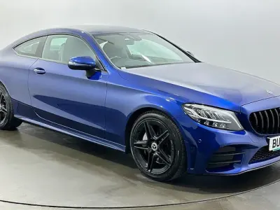 Used Mercedes C300 AMG line 258 HP (189 kW) 2019 Blue Coupe