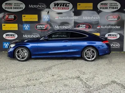 Used Mercedes C300 AMG line 245 HP (180 kW) 2019 Blue Coupe