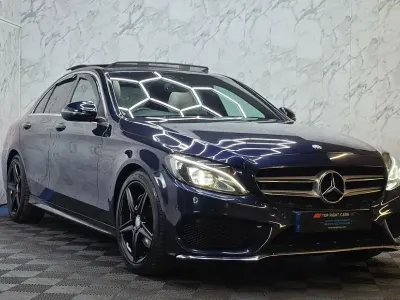Used Mercedes C220 AMG line 170 HP (125 kW) 2015 Blue Sedan