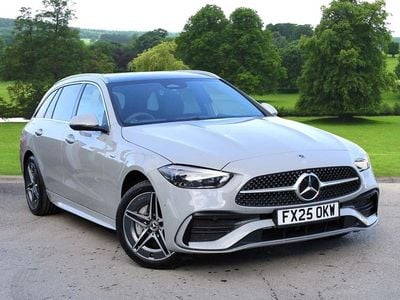 Grey Used 2025 Mercedes C300e AMG Line Premium Plus Estate | £40,500 (A bit pricey)