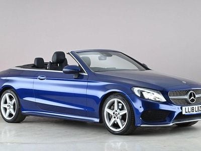 Used Mercedes C250 AMG line 204 HP (150 kW) 2018 Blue Cabriolet