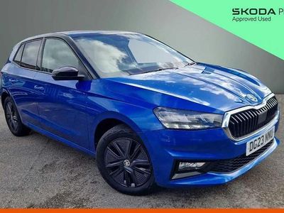 Used Skoda Fabia Colour Edition 94 HP (69 kW) 2023 Race blue metallic black body / magic pearl effect roof Hatchback