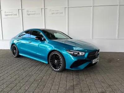 Used Mercedes CLA200 AMG Line Premium Plus 163 HP (119 kW) 2025 Blue Coupe