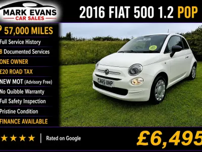 Used Fiat 500 Pop 69 HP (50 kW) 2016 White Hatchback