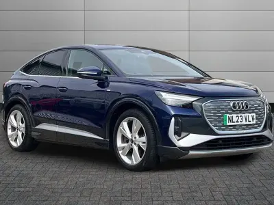 Used Audi Q4 Sportback e-tron S-Line 147 kW (201 HP) 2023 Navarra blue SUV