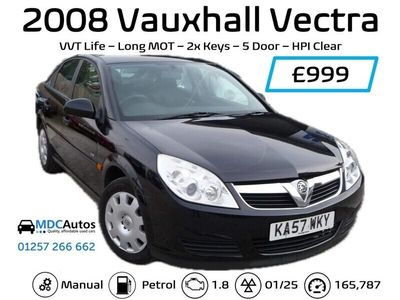 used Vauxhall Vectra 1.8i VVT Life 5dr, LONG MOT, HPI CLEAR, 2x KEYS, EW CD RCL