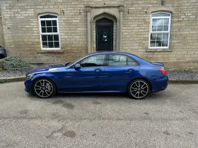 Used Mercedes C220 AMG line 194 HP (142 kW) 2018 Blue Sedan