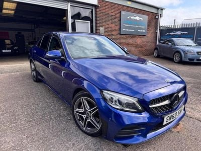 Used Mercedes C220 AMG line 194 HP (142 kW) 2019 Blue Sedan
