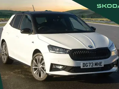 Used Skoda Fabia Monte Carlo 147 HP (108 kW) 2023 Moon white metallic body / black magic pearl effect roof Hatchback