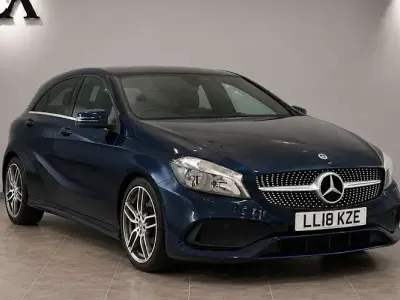Used Mercedes A180 AMG line 109 HP (80 kW) 2018 Blue Hatchback