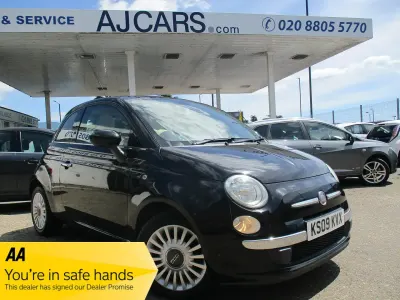 Used Fiat 500 Lounge 69 HP (50 kW) 2009 Black Cabriolet