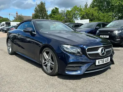 Used Mercedes E220 AMG Line Premium Plus 194 HP (142 kW) 2018 Blue Cabriolet