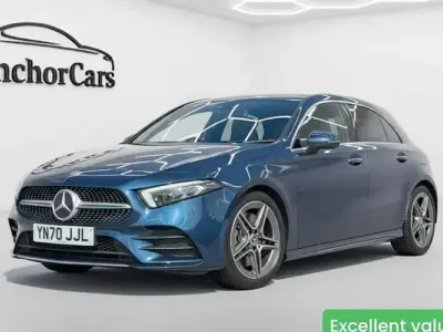 Begagnad Mercedes A250 AMG Line Premium Plus 224 HK (164 kW) 2020 Blå Halvkombi