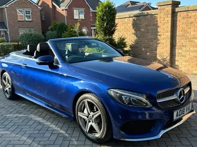 Used Mercedes C200 AMG line 184 HP (135 kW) 2018 Blue Cabriolet