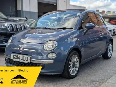 Used Fiat 500 Lounge 85 HP (62 kW) 2014 Blue Cabriolet