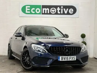 Used Mercedes C220 AMG line 170 HP (125 kW) 2015 Blue Sedan