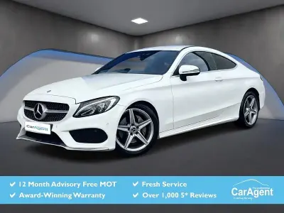 Used Mercedes C220 AMG line 170 HP (125 kW) 2017 White Coupe