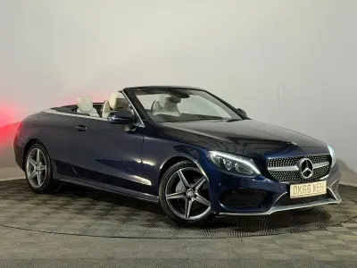 Used Mercedes C200 AMG line 181 HP (133 kW) 2016 Blue Cabriolet