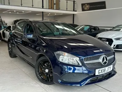 Used Mercedes A180 AMG line 109 HP (80 kW) 2018 Blue Hatchback