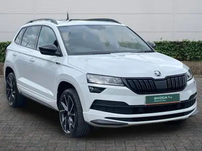 Used Skoda Karoq SportLine 150 HP (110 kW) 2021 Moon white metallic SUV