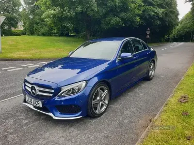 Used Mercedes C220 AMG line 170 HP (125 kW) 2018 Blue Sedan