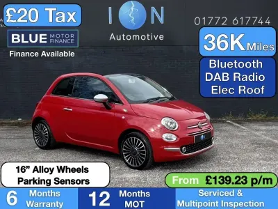 Used Fiat 500 Lounge 69 HP (50 kW) 2016 Red Cabriolet