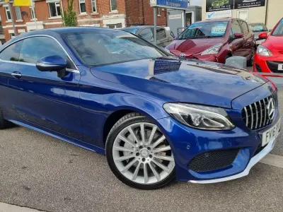 Used Mercedes C250 AMG Line Premium 204 HP (150 kW) 2016 Blue Coupe