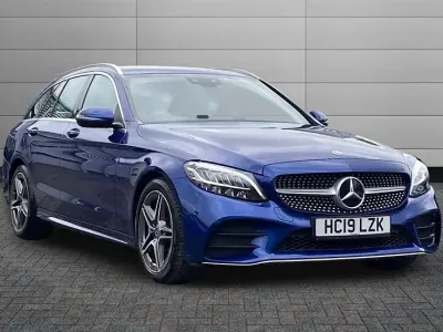 Used Mercedes C200 AMG line 195 HP (143 kW) 2019 Blue Estate