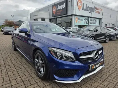 Begagnad Mercedes C220 AMG Line Premium 2018 Blå Sportkupé