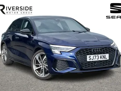 Used Audi A3 Sportback Black Edition 150 HP (110 kW) 2023 Navarra blue Hatchback