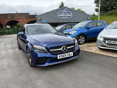 Used Mercedes C300 AMG line 245 HP (180 kW) 2019 Blue Estate