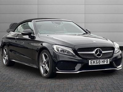 Used Mercedes C220 AMG Line Premium Plus 170 HP (125 kW) 2018 Obsidian black Cabriolet