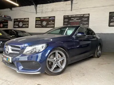Used Mercedes C220 AMG line 170 HP (125 kW) 2017 Blue Sedan
