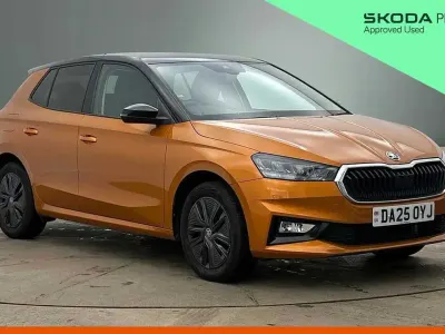 Used Skoda Fabia Design Edition 113 HP (83 kW) 2025 Phoenix orange metallic black magic pearl effect Hatchback